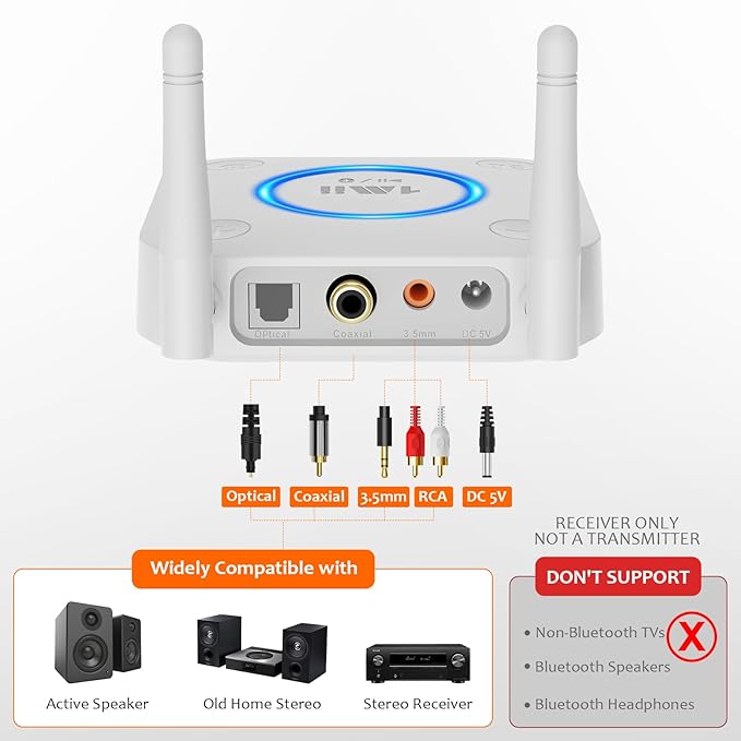 1Mii Bluetooth 5.2 Audio Receiver, Long Range HiFi Bluetooth Adapter w/ 3D - Image 5