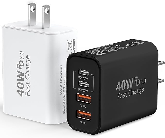 USB C Wall Fast Charger Block, 40W 4-Port Type C Chargers Fast Charging Blocks by Duloch