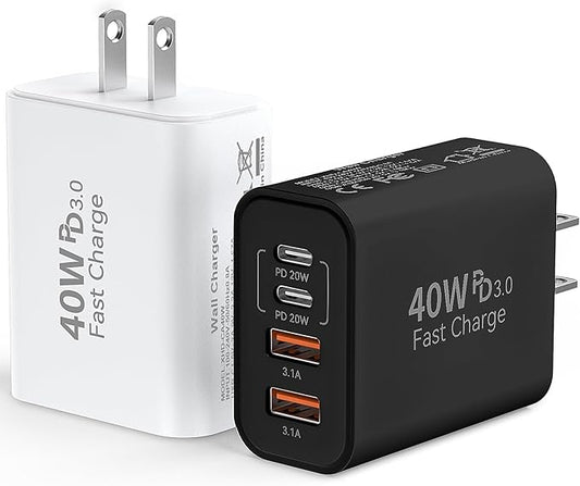 USB C Wall Fast Charger Block, 40W 4-Port Type C Chargers Fast Charging Blocks by Duloch