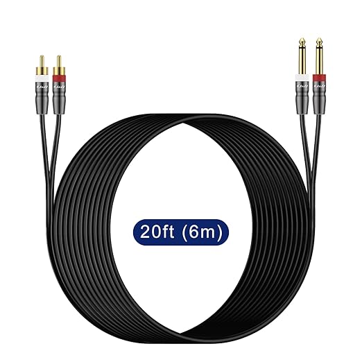 J&D Dual 1/4 inch TS to Dual RCA Cable, Heavy Duty 1/4 Male to RCA Male Adapter - Image 7