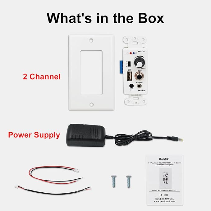 Herdio in Wall Audio Control Amplifier Receiver 2 Channel Wall Plate - Image 4