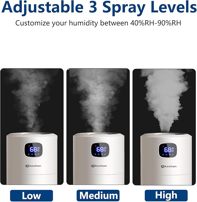 Akeshan Large Humidifiers for Bedroom, 9L/2.5Gal Ultrasonic Cool Mist, Top Fill - Image 5
