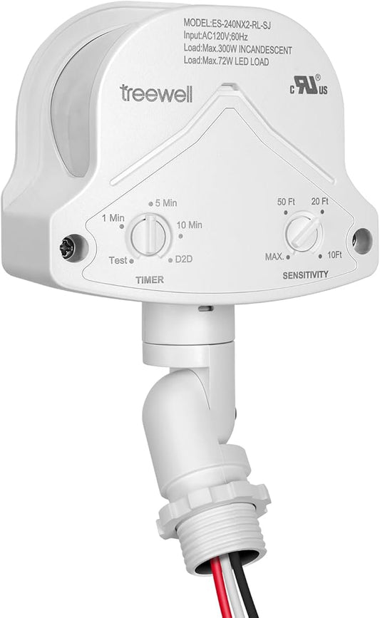 TREEWELL 240-Degree Replacement Motion Detector, Adjustable Time & Detection by treewell