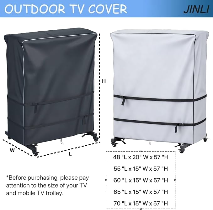JINLI 70-75 inch outdoor TV trolley cover, courtyard TV cover, Oxford fabric - Image 9