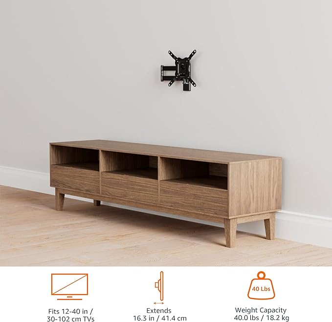 Amazon Basics Full Motion TV Wall Mount fits 12" to 40" TVs and VESA 200x200 - Image 13