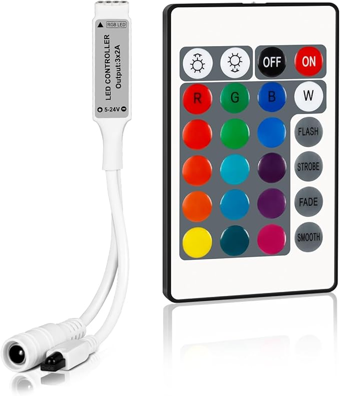 RGB Remote Controller, 24 Key IR Wireless Remote Control by Taoellen