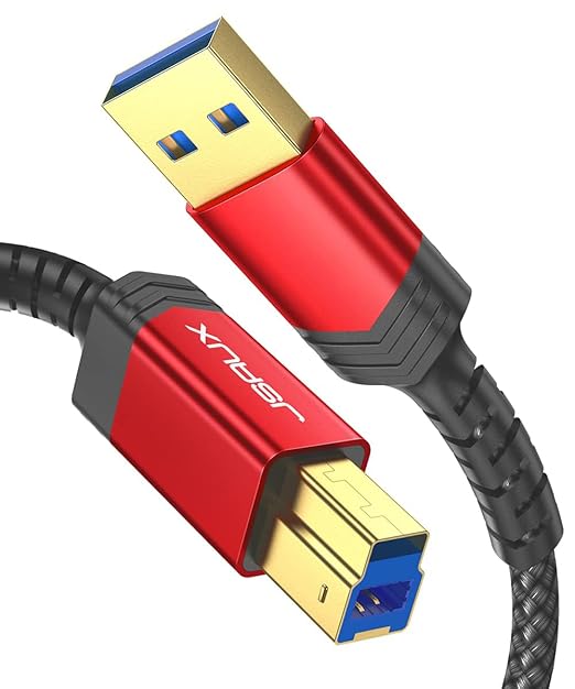 JSAUX USB 3.0 Printer Cable, Type A Male to B 3.0 Male USB 3.0 Type B Upstream by JSAUX