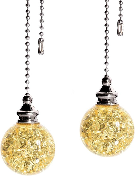 2PCS Yellow Pull Chain Crystal Glass Ice Cracked Ball Pull Chain by LONGSHENG-SINCE2001-