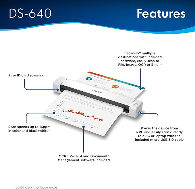 Brother DS-640 Compact Mobile Document Scanner - Image 3