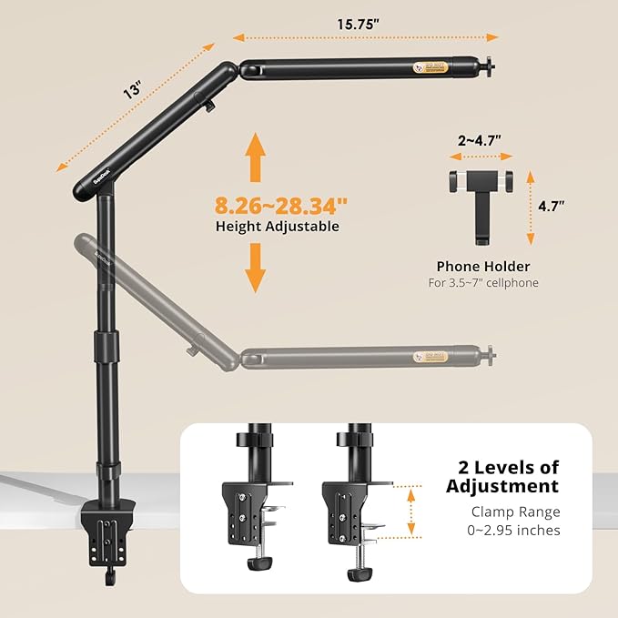 SupeDesk Overhead Camera Mount, Adjustable Desk Mount - Image 4