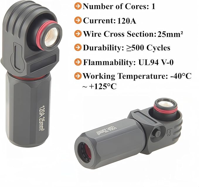 1 Set Battery Energy Storage Connector 120A 25mm² High Current HV Connectors - Image 3