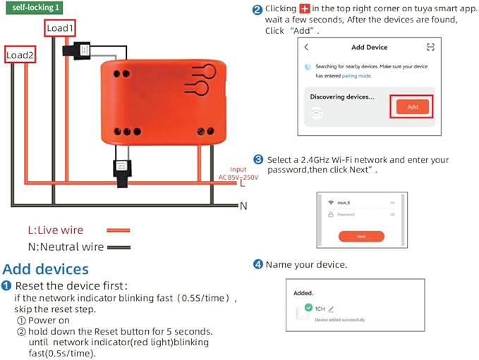 WiFi Smart Power Meter with 2pcs 80A Current Transformer Clamp, Tuya app 2-Way - Image 7