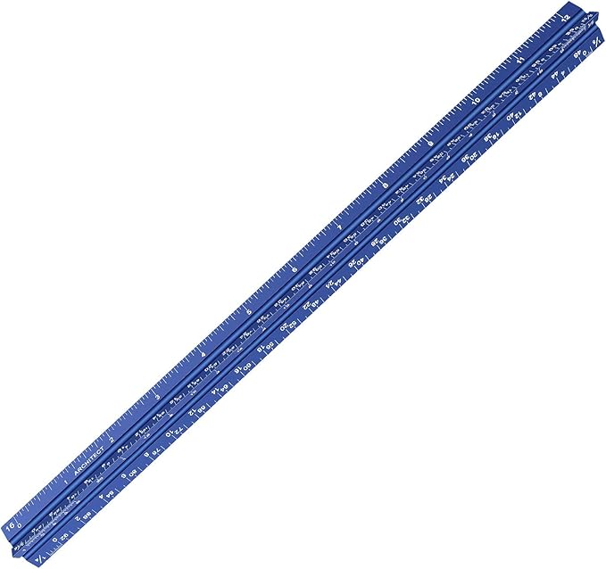 12" Architectural Scale Ruler Aluminum Architect Scale Triangular Scale Ruler - Image 2