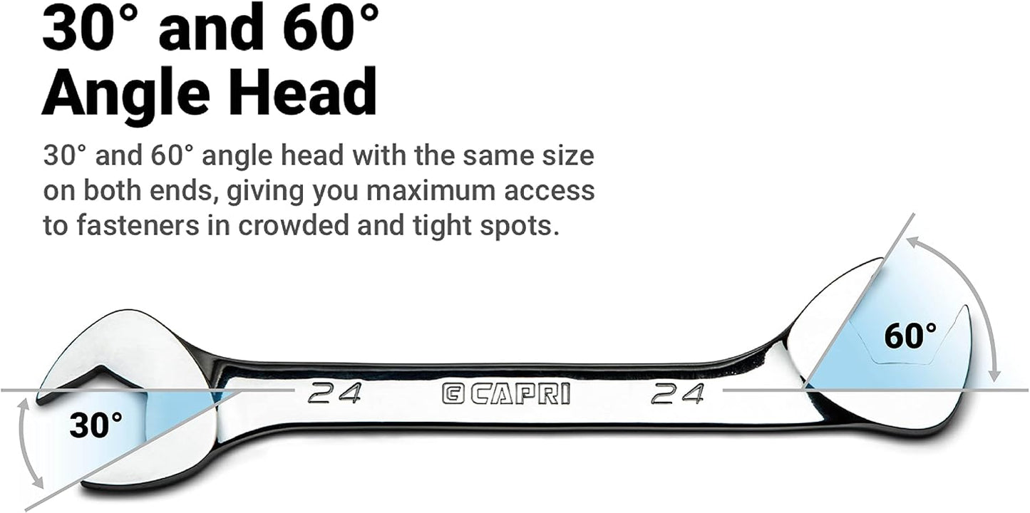 Capri Tools 19 mm Angle Open End Wrench, 30° and 60° angles, Metric