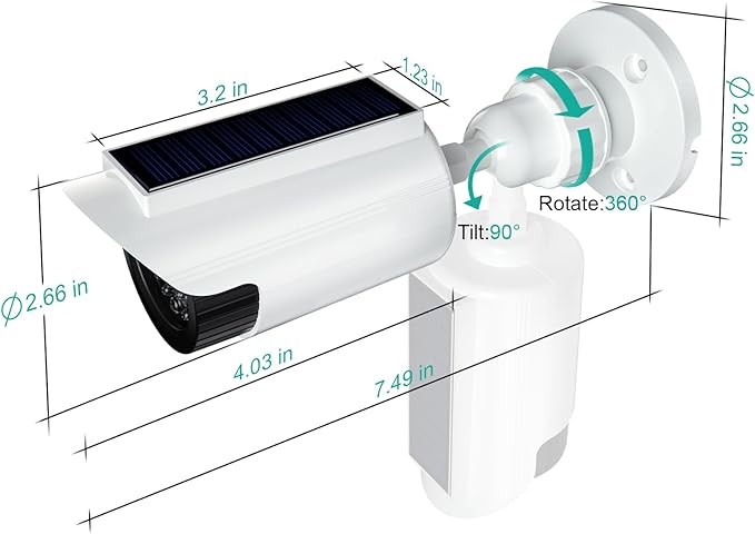 WALI Fake Dummy Camera, Solar Powered Fake Security Camera - Image 8