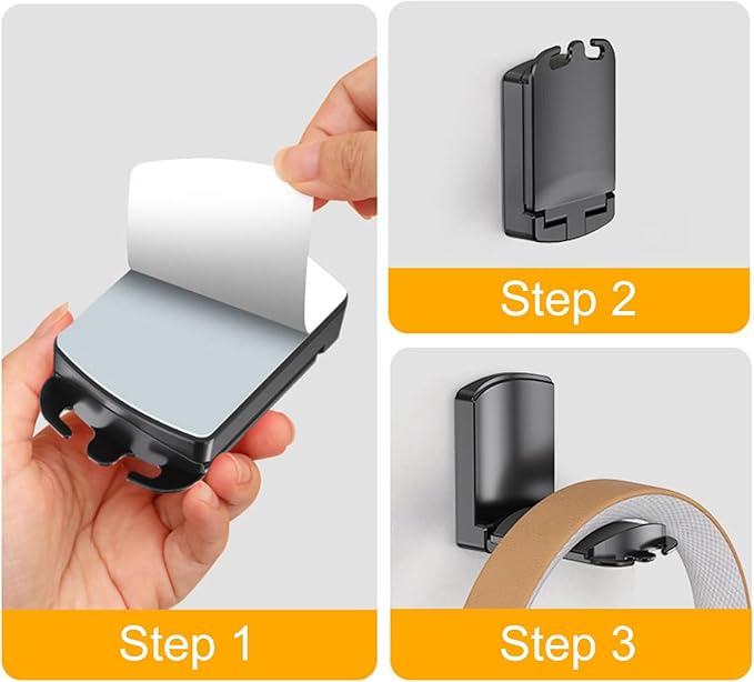 SIROLISA 2-Pack Headphone Stand, Sticky Adhesive Headset Hanger - Image 5