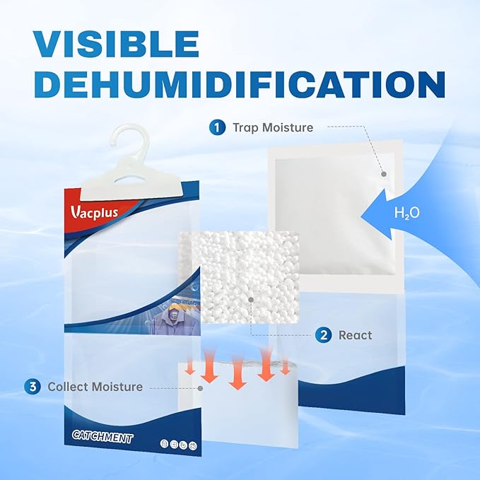 Vacplus Moisture Absorbers 30 Pack, Fragrance Free Hanging Humidity Packs - Image 5