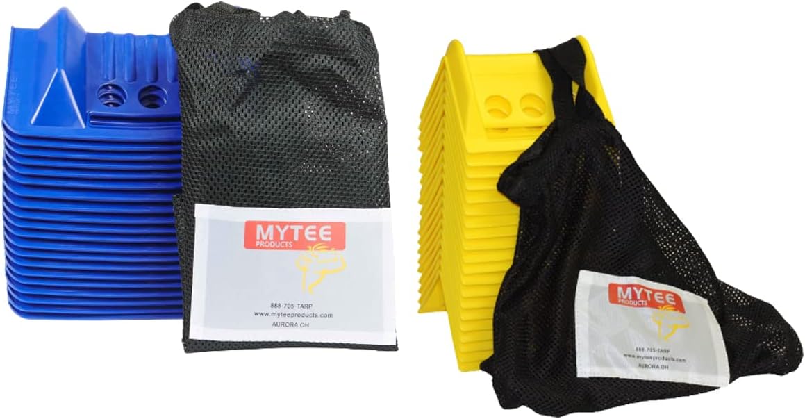 Mytee Products Flatbed Edge Protectors Kit - 20 Pack Yellow Plastic Corner Protectors (4" x 6") & 20 Pack Blue Plastic Corner Protectors (4" x 10") with Carrying Bag