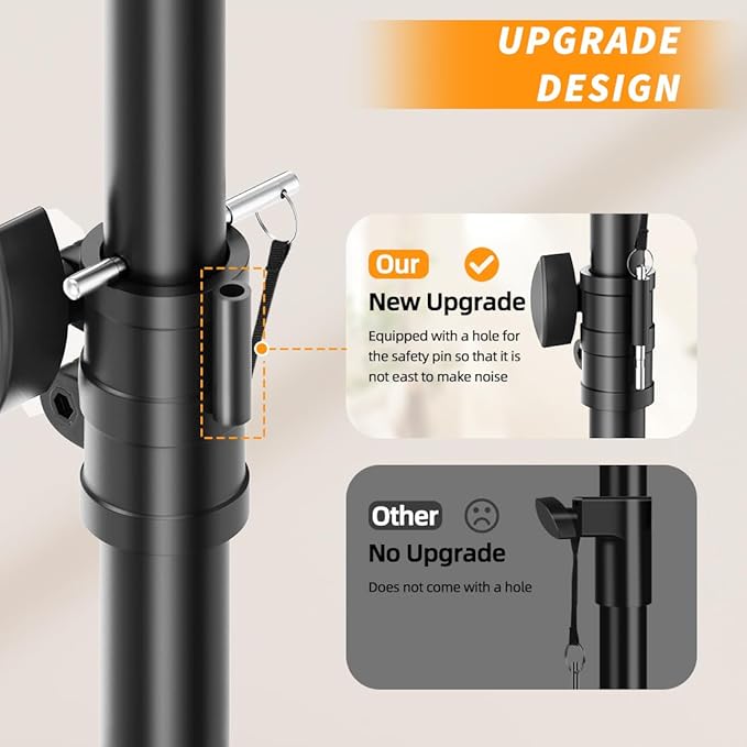 Small Speaker Stands, Lightweight 35mm Compatible Insert, Adjustable Height - Image 4