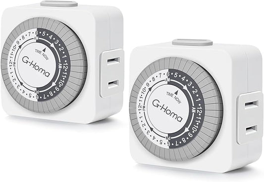 G-Homa Timers for Electrical Outlets, 24 Hour Indoor Plug-in Mechanical Timer by G-Homa