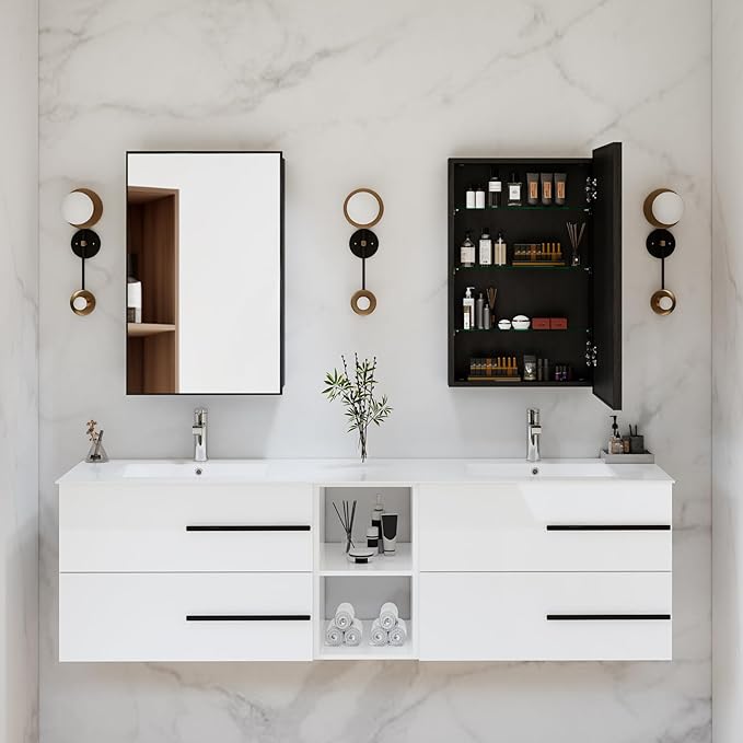 Medicine Cabinet with Mirror, 20x30 Inch Rectangle Wall Mounted Bathroom Vanity - Image 7