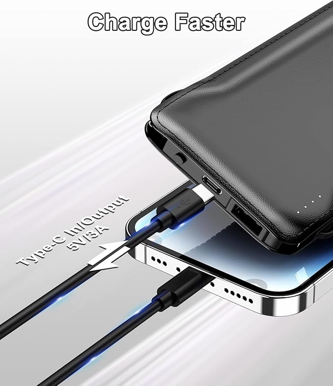 TG90° Portable Charger with Cords Only 10000mAh Power Bank with Built in Cables - Image 2