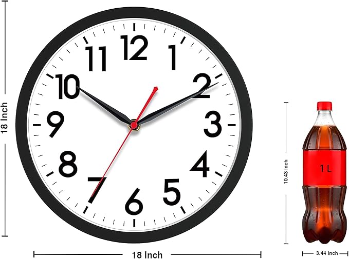AKCISOT 18 Inch Wall Clock Large Silent Non-Ticking Wall Clocks Battery Operated - Image 2