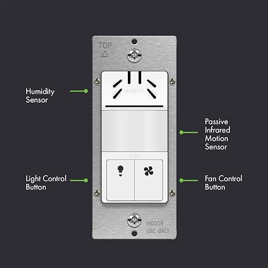 TOPGREENER Dual Tech Humidity Sensor Switch, Infrared PIR Motion & Air Moisture - Image 2