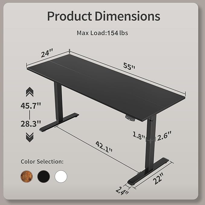 Agilestic Electric Standing Desk, 55 x 24 Inches Height Adjustable Desk - Image 3