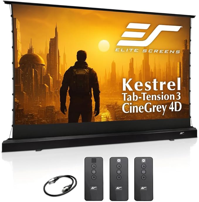 Elite Screens Kestrel Tab-Tension 3 CineGrey 4D, 122 inch 16:9, Standard Throw by EliteScreensInc