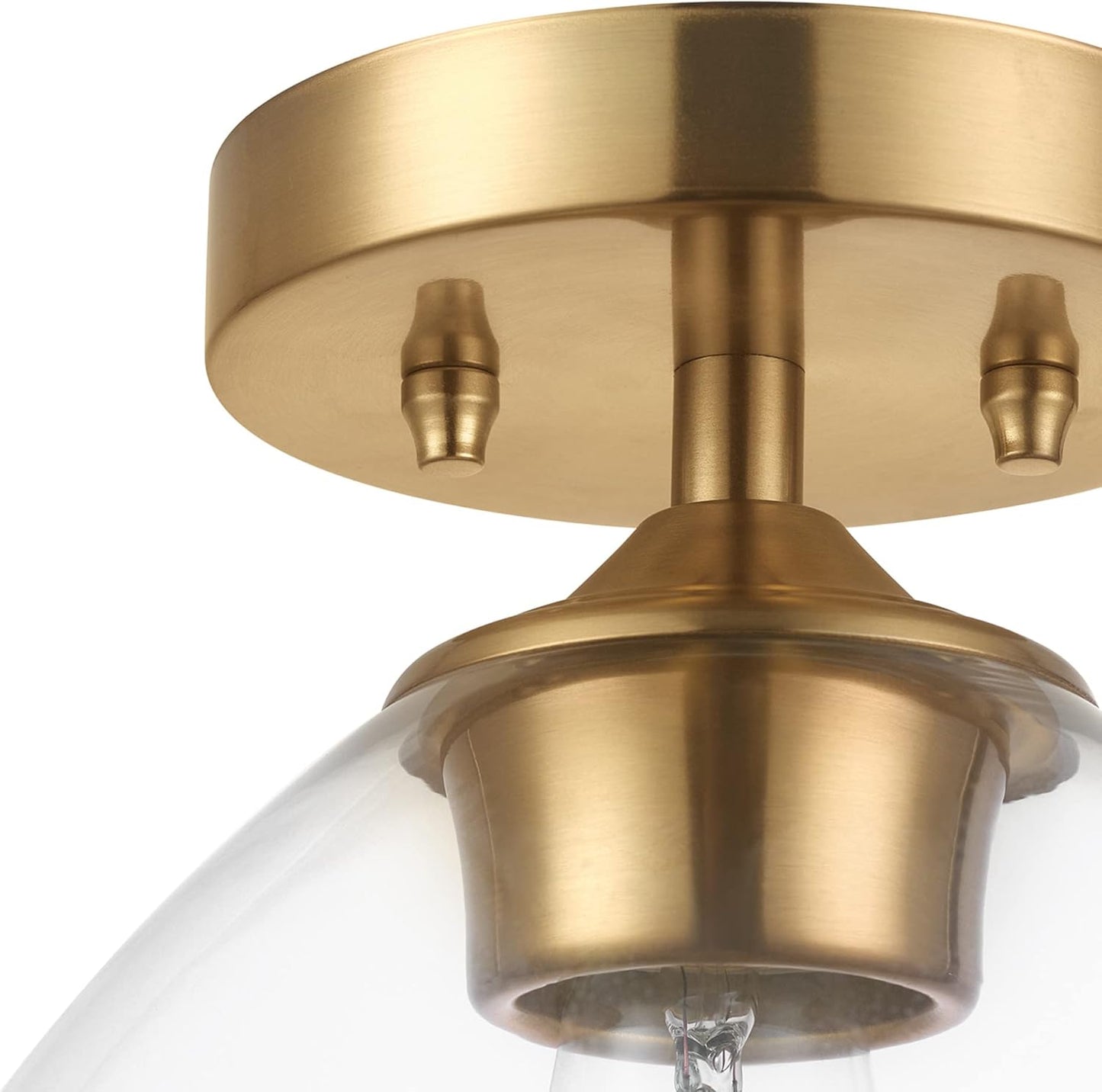 1-Light Semi-Flush Mount Ceiling Lighting with Clear Glass Shade | Clear Glass Shade, Dimmable, E26 Base, Hardwired, Model 65693
