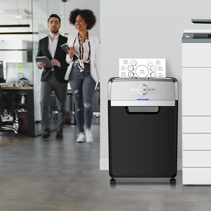 BONSEN Heavy Duty Paper Shredder, 24-Sheet Cross-Cut Shredder, 40-Min - Image 8