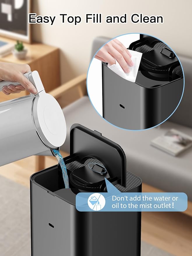 Zeova 10L/2.64Gal Humidifier, Top Fill Quiet Ultrasonic Cool Mist Humidifiers - Image 9