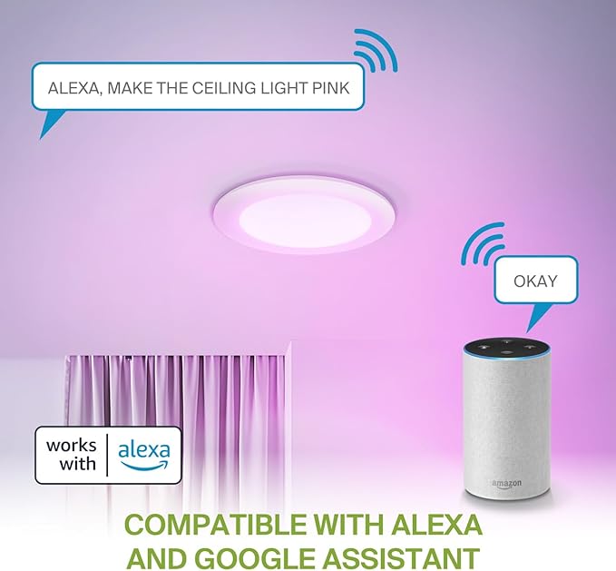ASD 6 Pack LED Smart Recessed Lighting 6 Inch 15W, RGBW Color Changing Lights - Image 6