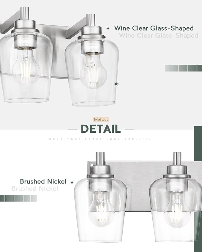 METWET Bathroom Light Fixtures, 3-Light Modern Vanity Light - Image 5