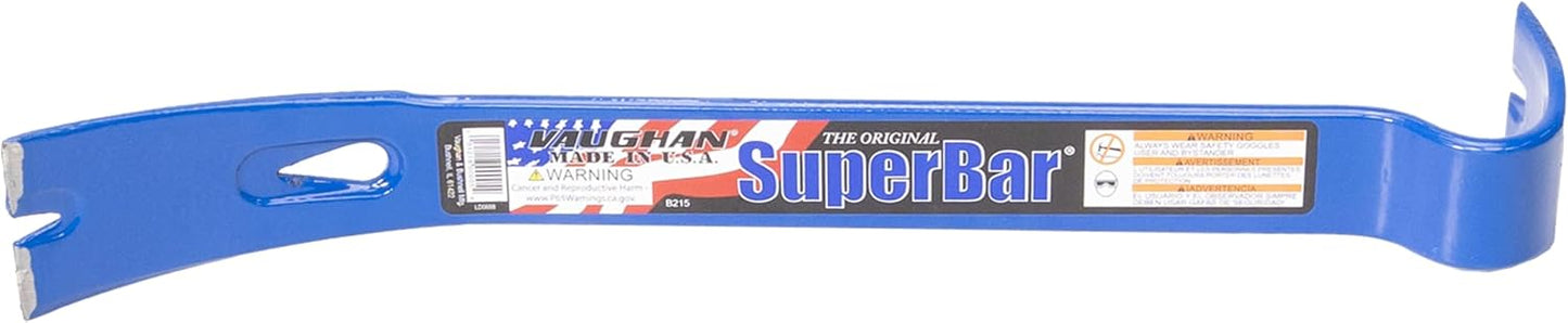 VAUGHAN Superbar Pry Bar, 15 Inch, Nail Puller | 15 Inch flat pry bar with beveled ends for molding removal and nail pulling. VN45001, B215