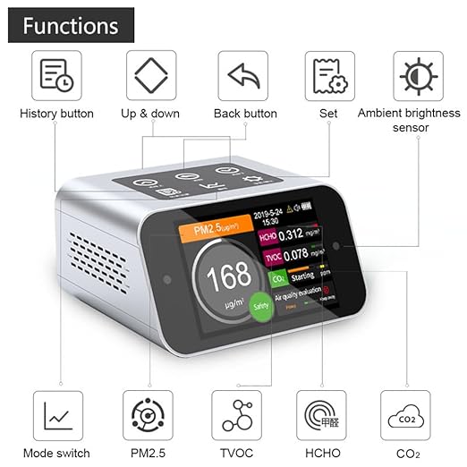 BRWISSEN Air Quality Monitor Indoor AQI Dust Meter Pollution Tester Particle - Image 8