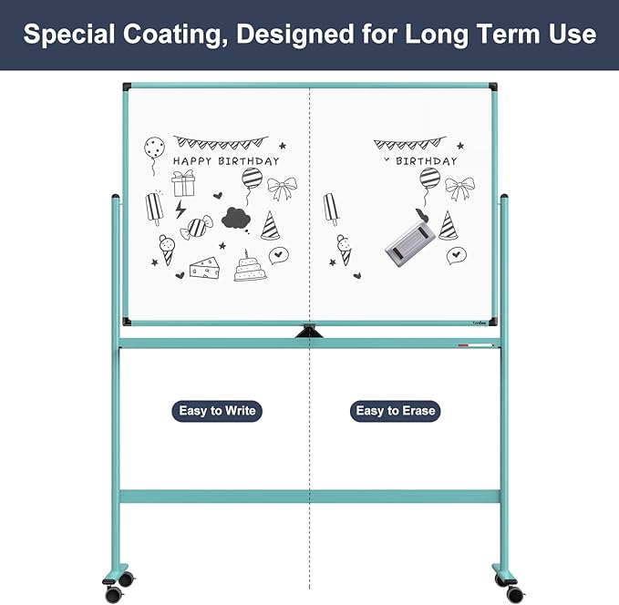 Rolling Whiteboard, 48x32 Inches Dry Erase Board - Image 5