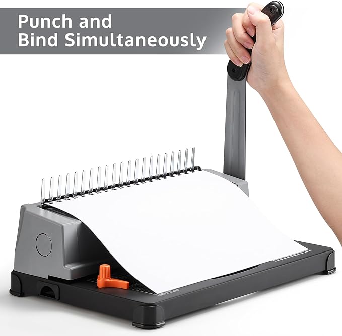 OFFNOVA Binding Machine, 21-Hole 450 Sheets Paper Comb Punch Binder Machine - Image 6