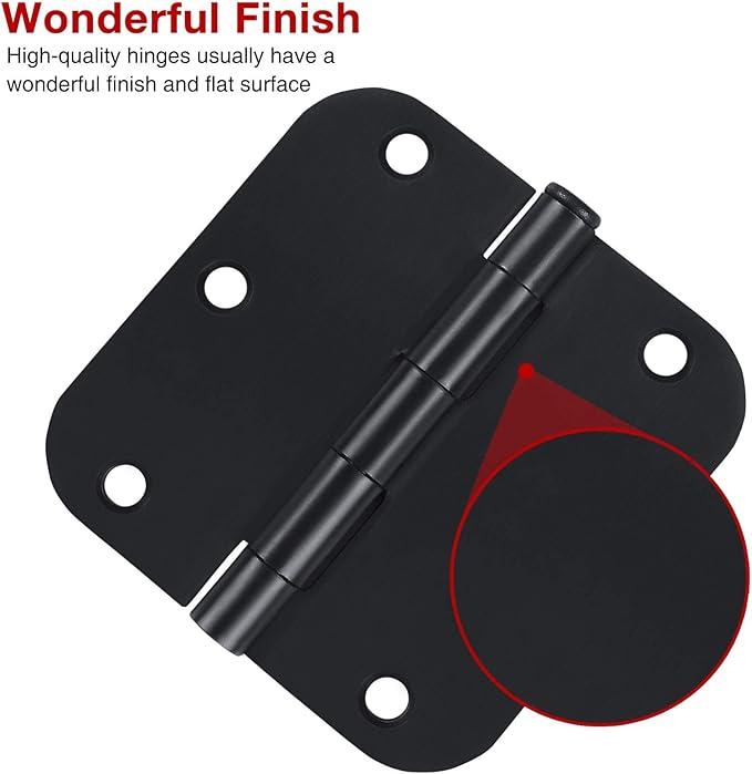 42 Pack Matte Black Door Hinges 3.5 Inch 5/8" Radius, Interior 3 1/2" Bi-fold - Image 4