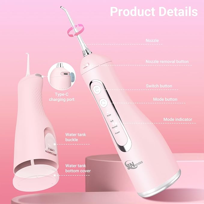 JNGOODS Cordless Water Dental Flosser Oral irrigator, JNGOODS 300ml - Image 8