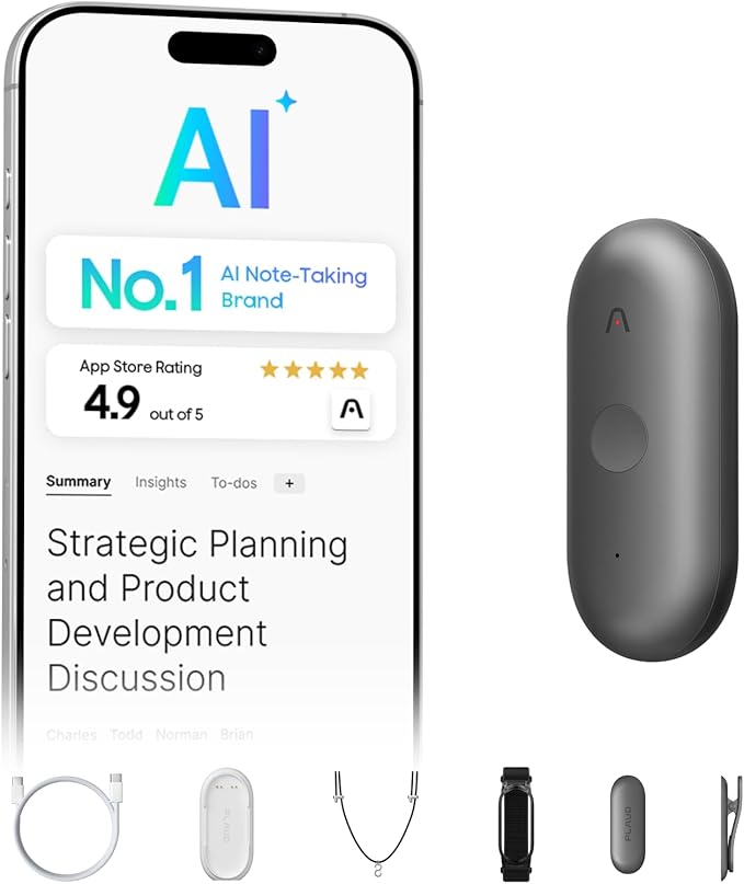 Plaud NotePin S AI Voice Recorder, Wearable AI Notetaker, AI Transcribe & by PlaudOfficial