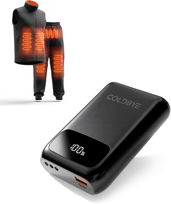 ColdBye Heated Vest Battery Pack . 5 , Type-C and USB by COLDBYE