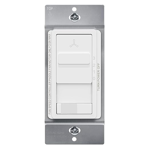 TOPGREENER Kalide Light Switch and 3-Speed Ceiling Fan Control Combo, in Wall by TOPGREENER