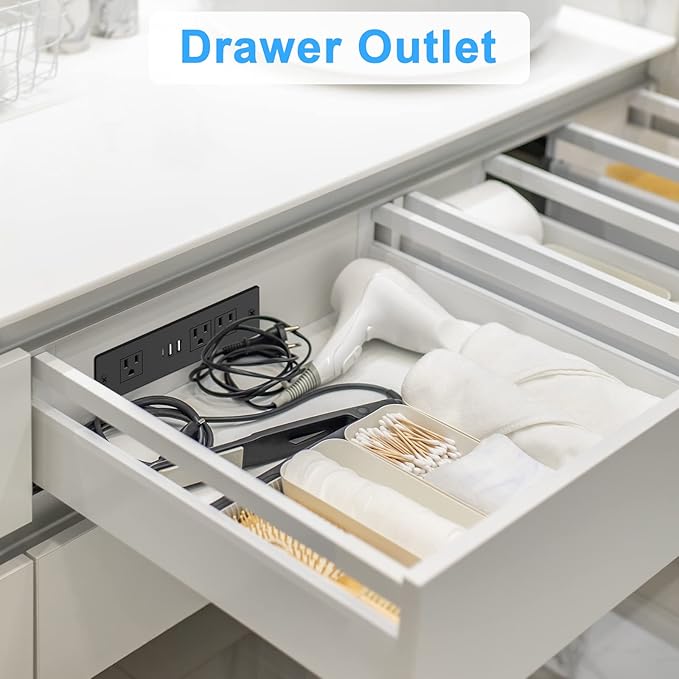 Recessed Power Strip, Furniture Plug in 3 Outlets & Fast Charging 20W PD USB-C - Image 7