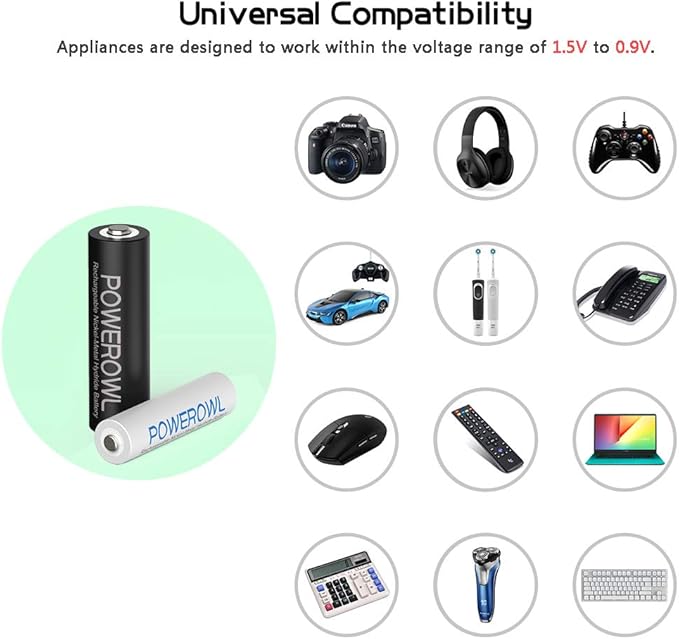 POWEROWL AA AAA Rechargeable Batteries, Pre-Charged High Capacity 2800mAh & - Image 3