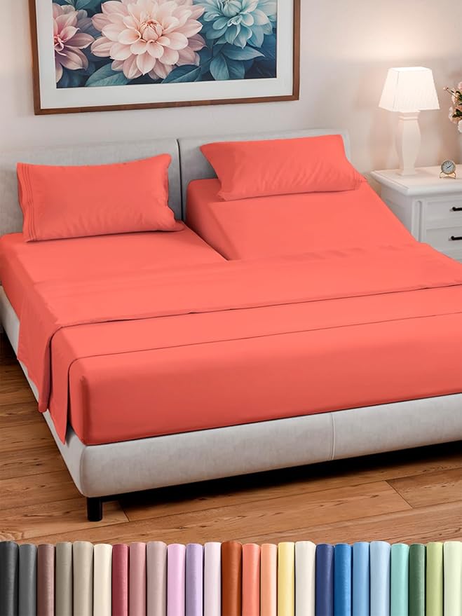 Split Head King Sheet Set – 4 Piece Flex Split Top King Sheets by CGKUnlimited