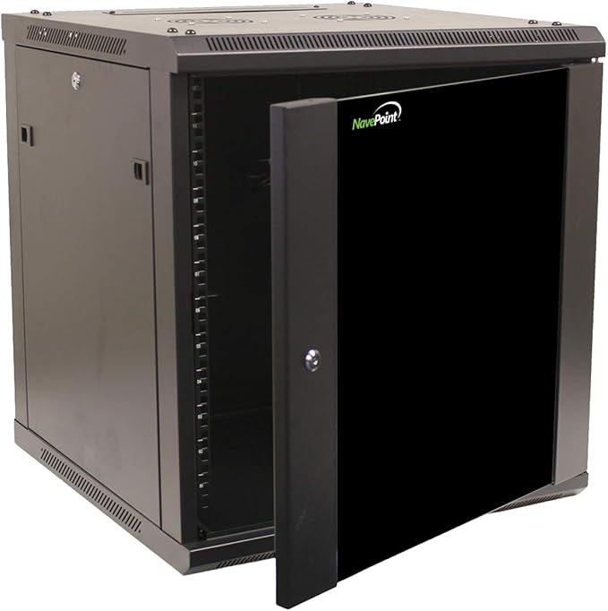 NavePoint 12U Server Cabinet Wall Mount Rack Enclosure Includes 2 Fans by NavePoint