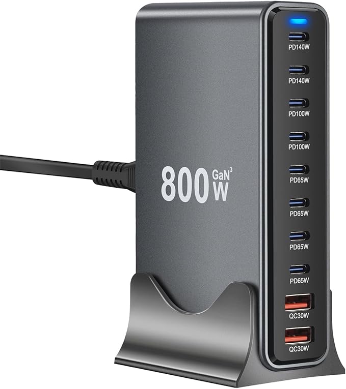 800W GaN3 10-Port USB-C Charging Station by Unknown