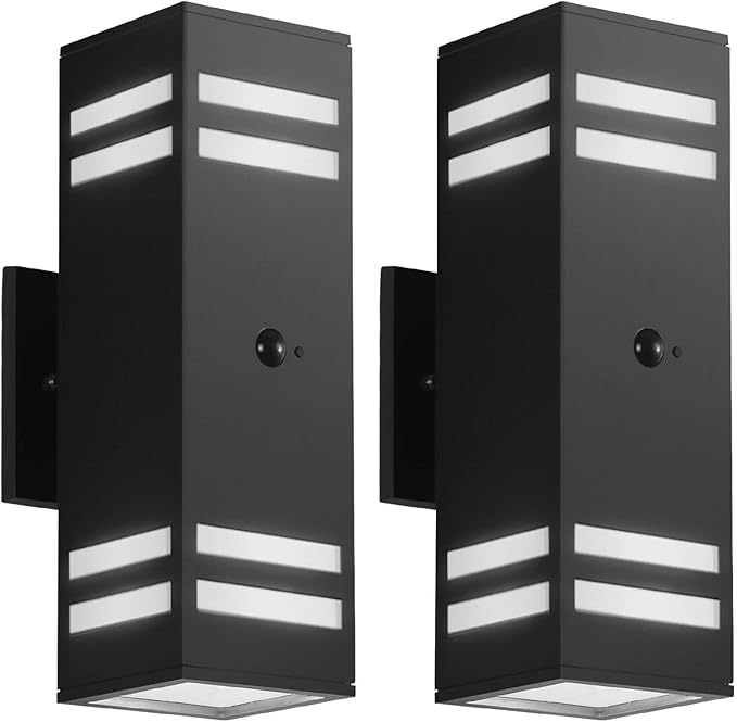 Zinola Motion Sensor Outdoor Lights 2 Pack, Modern Outdoor Wall Lights Black - Image 9